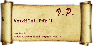 Vetési Pál névjegykártya