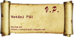 Vetési Pál névjegykártya